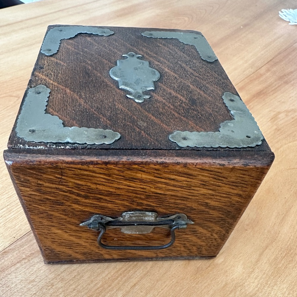 Antique post office box or jewelry box or bank